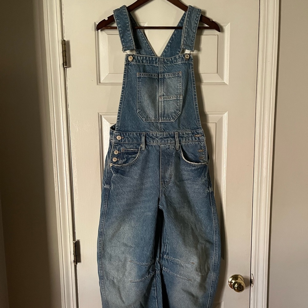 Denim Overalls - Never worn, barrel leg distressed, excellent condition.
